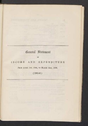 General Statement ofd income and expenditure