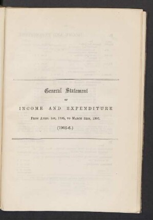 General Statement ofd income and expenditure
