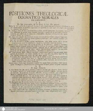 Positiones Theologicae Dogmatico Morales De Legibus