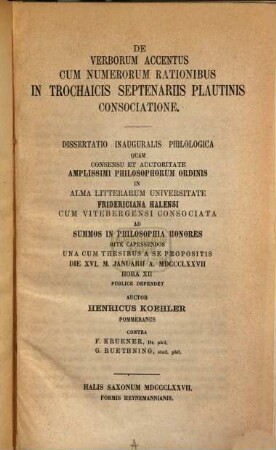 De uerborum accentus cum numerorum rationibus in trochaicis septenariis Plautinis consociatione
