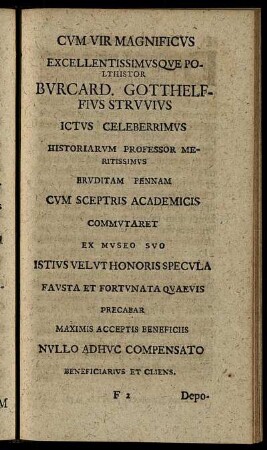 Cum Vir Magneficus Excellentissimusque Polthistor ...