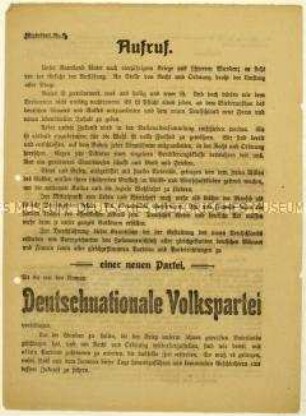 Aufruf zum Eintritt in die Deutschnationale Volkspartei