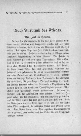 Nach Ausbruch des Krieges