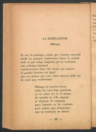 La rioplatense : Milonga
