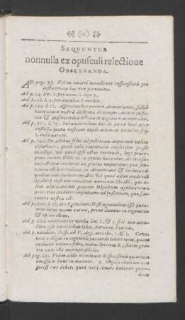 Sequuntur nonnulla ex opusculi relectione Observanda.