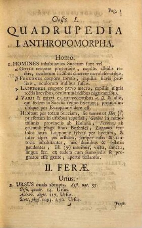 Caroli Linnaei ... Fauna Suecica : Sistens Animalia Sueciae Regni: Quadrupedia, Aves, Amphibia, Pisces, Insecta, Vermes, Distributa Per Classes & Ordines, Genera & Species. Cum Differentiis Specierum, Synonymis Autorum, Nominibus Incolarum, Locis Habitationum, Descriptionibus Insectorum