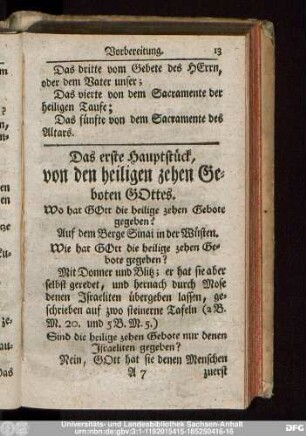 Das erste Hauptstück, von den heiligen zehen Geboten Gottes.
