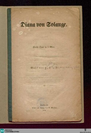 Diana von Solange : große Oper in 5 Akten