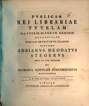 Publicam rei librariae tutelam