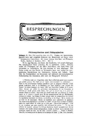 Besprechungen : Philosophisches und Pädagogisches