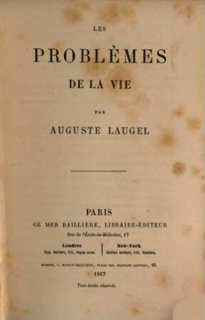 Les Problèmes de la Vie