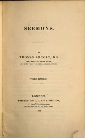 Sermons. 1. 3. Ed. - 1832