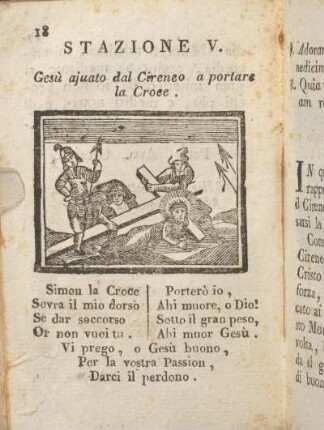 Stazione V. Gesù ajuato dal Cirenco a portare la Croce.