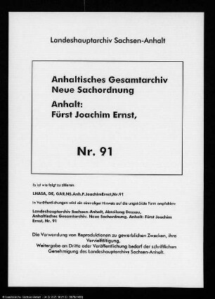 Joachim Ernst an Stolberg, Rat