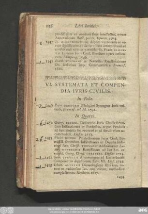 VI. Systemata Et Compendia Iuris Civilis.