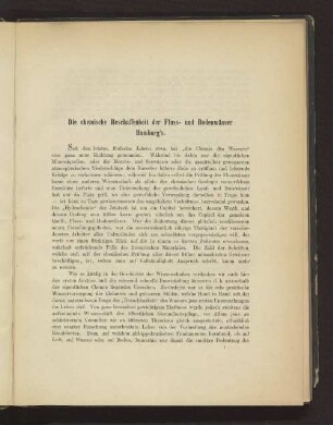 Die chemische Beschaffenheit der Fluss- und Bodenwässer Hamburg's