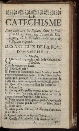 Le Catéchisme ... Des Articles de la Foy.