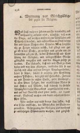 296-309, 2. Warnung vor Gleichgültigkeit gegen die Religion.