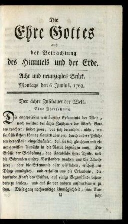 Acht und neunzigstes Stück. Montags den 6 Junius. 1768