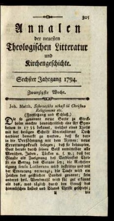 Zwanzigste Woche