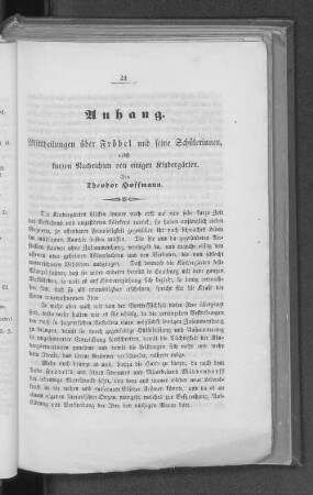 Mittheilungen über Fröbel und seine Schülerinnen, nebst kurzen Nachrichten von einigen Kindergärten.