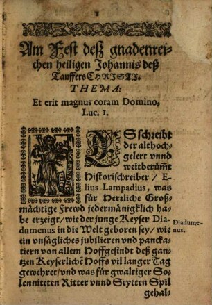 Avreola Martyrvm : = Martyrer Kräntzlin Das ist: Einfältigs vn[d] nützliches Catholisch Lesen auff etlicher heiligen Martyrer Fest geordnet, Alß Von S. Johanne Gottes tauffer. Von S. Stephano Von S. Laurentio Von den Vnschuldigen Kindlin Von S. Sebastiano Von der H. Ertz vnd Martyrer Christi