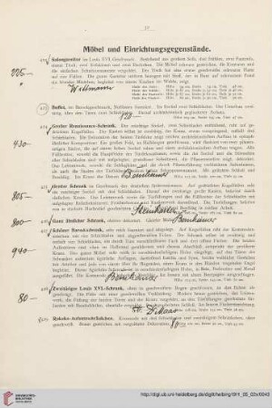Möbel und Einrichtungsgegenstände (Nr. 422-599)