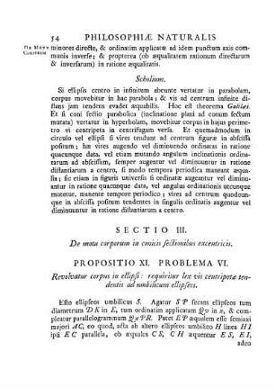 Sectio III. De motu corporum in conicis sectionibus excentricis.
