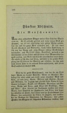 Fünfter Abschnitt. Die Menschenwelt