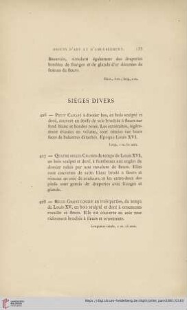 Sièges Divers (Nr. 426 - 454)