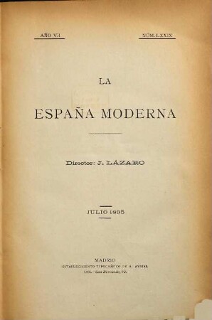 La España moderna : revista ibero-americana. 79/81. 1895 = Jg. 7
