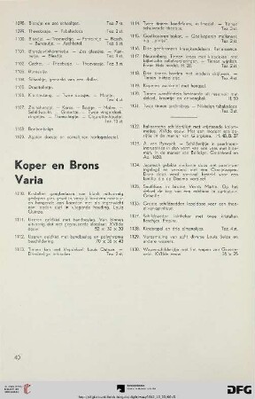 Koper en brons varia (Nr. 1110-1130)