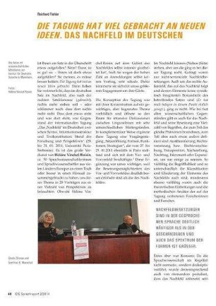 "Die Tagung hat viel gebracht an neuen Ideen." Das Nachfeld im Deutschen