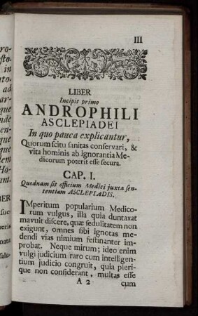 Liber Incipit primo Androphili Asclepiadei