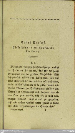 Erstes Kapitel. Einleitung in die Fuhrwerke überhaupt