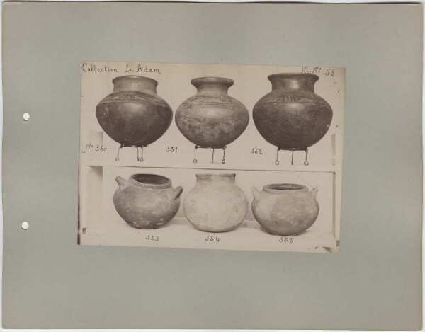 Six clay vessels. L. Adam Collection