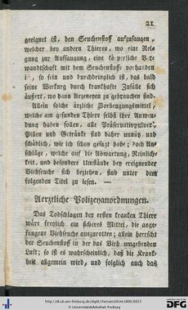 Ärztliche Polizeyanordnungen.