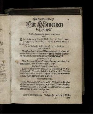 I. Von allerley Anligen deß Haupts und Hals