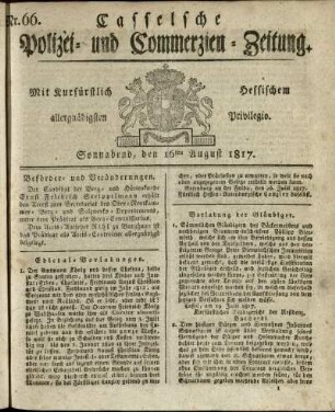 Nr. 66, Sonnabend, den 16ten August 1817