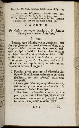 Caput II. De finibus utriusque potestatis, & juribus Principum ratione Religionis.
