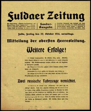 Zweite Ausgabe vom Freitag, den 30. Oktober 1914.