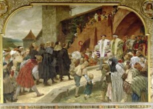 Die Reformatoren ziehen zum Religionsgespräch ein, empfangen von Philipp dem Großmütigen, 1529