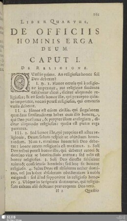 Liber Quartus, De Officiis Hominis Erga Deum