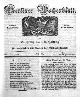 No. 7, Sonnabend, den 18. Februar 1837.