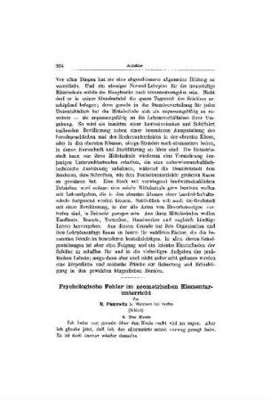 Psychologische Fehler im geometrischen Elementarunterricht : (Schluß)