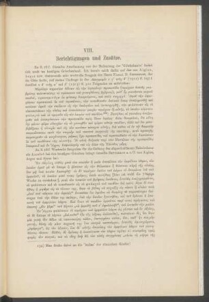 VIII. Berichtigungen und Zusätze.