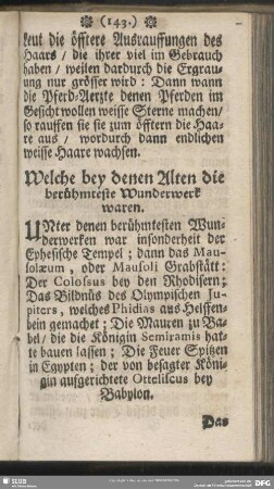 Welche bey denen Alten die berühmteste Wunderwerk waren