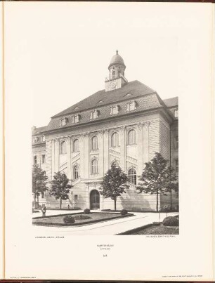 Rudolf Virchow-Krankenhaus, Berlin: Ansicht Hauptgebäude Mittelbau (aus: Neubauten der Stadt Berlin, Bd. VI, 1907)