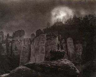 Blick von den Gansfelsen zur Bastei : Sächsische Schweiz. Blick von den Gansfelsen zur Bastei