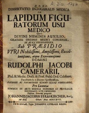 Dissertatio Inauguralis Medica De Lapidum Figuratorum Usu Medico